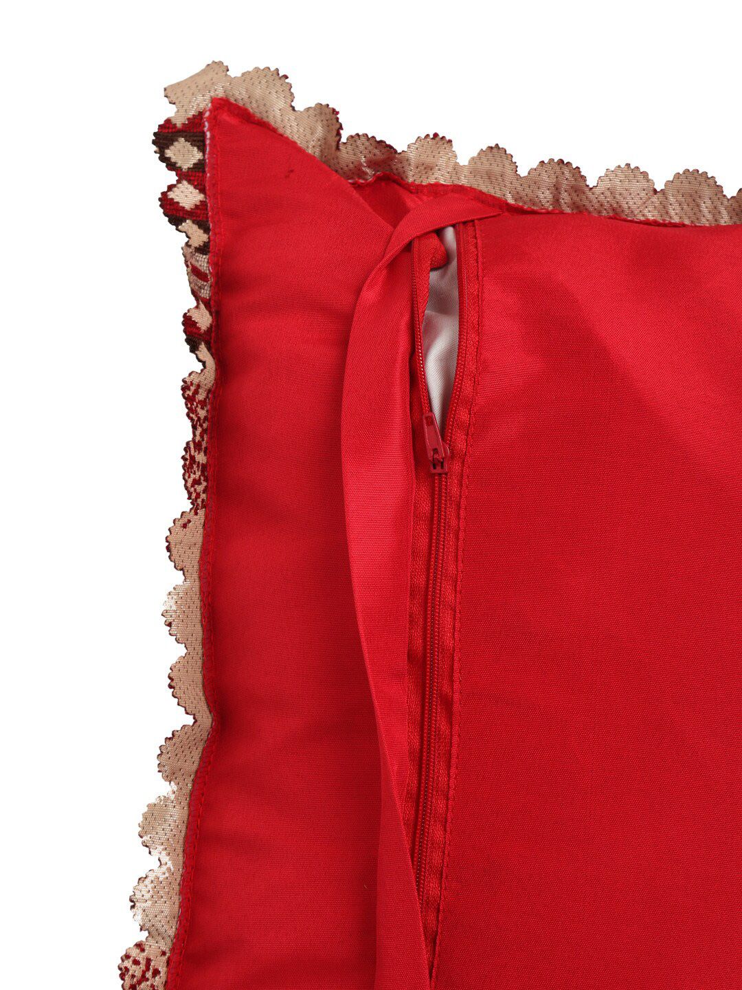 HOSTA HOMES Red & Gold-Toned Set of 2 Velvet Square Cushion Covers