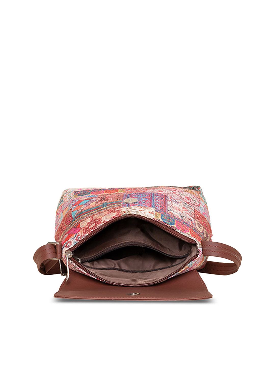 ZOUK Ethnic Motifs Printed Structured Sling Bag