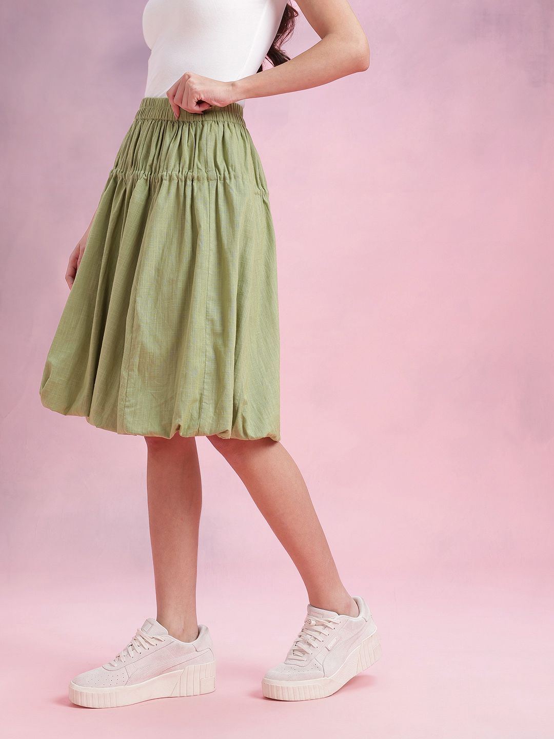 DressBerry Toggle Fastening Ruched Balloon Skirt