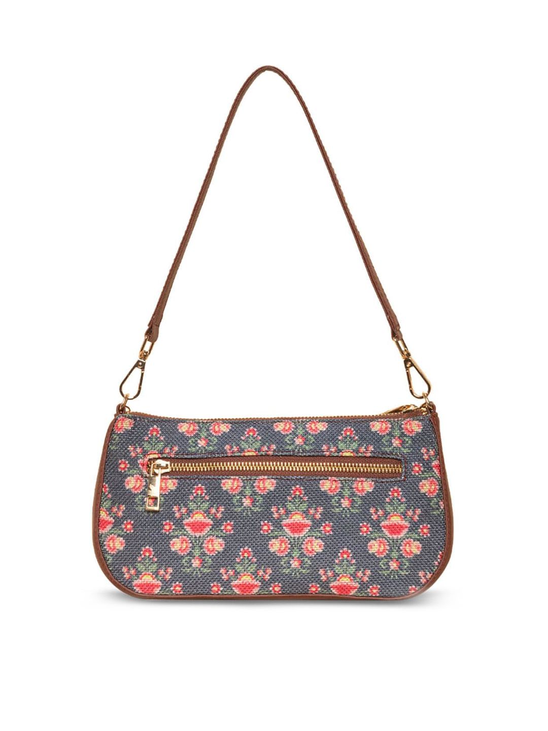 ZOUK Floral Printed Structured Baguette Bag Handbags