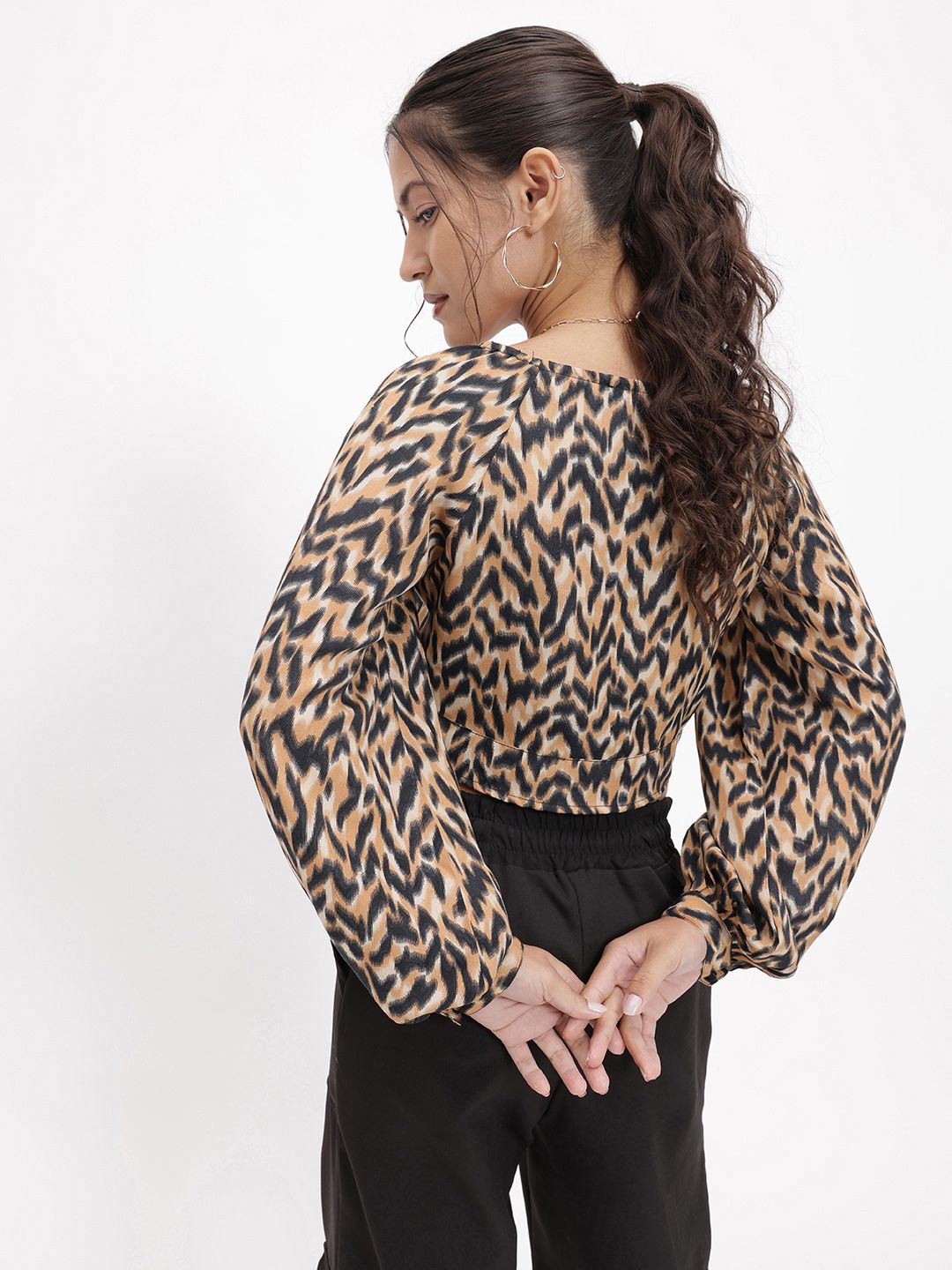 DressBerry Animal Tie-Up Crop Top