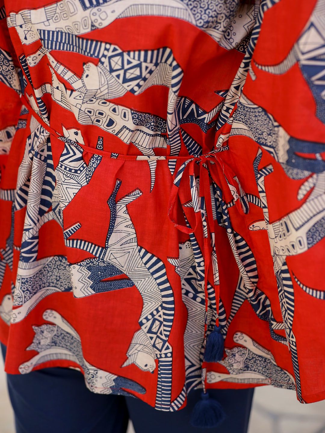 SANSKRUTIHOMES Animal Printed Round-Neck Top & Flared Trouser Co-Ords