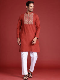 Anouk Men Yoke Design Cotton Linen Indie Prints Kurta