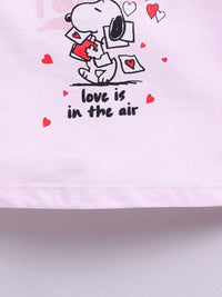 Happy Faces Girls Snoopy Print Drop-Shoulder Sleeves Pure Cotton T-shirt