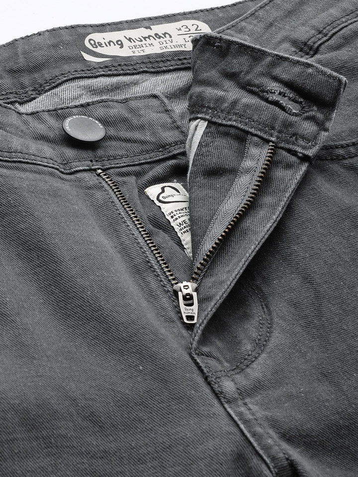 Being Human Clothing Men Grey Skinny Fit Mid-Rise Clean Look Jeans with Side Stripes