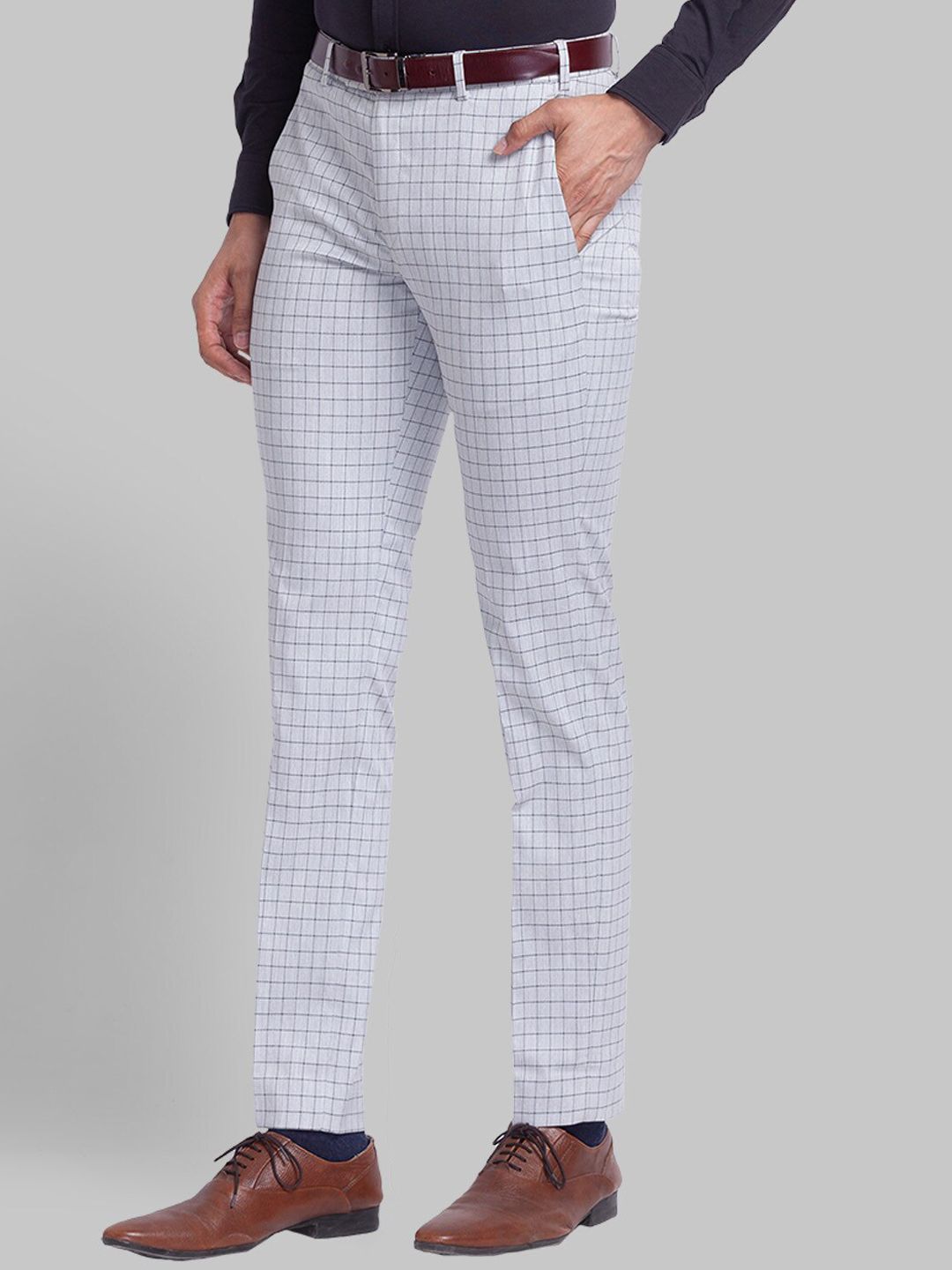 Park Avenue Men Checked Formal Trousers