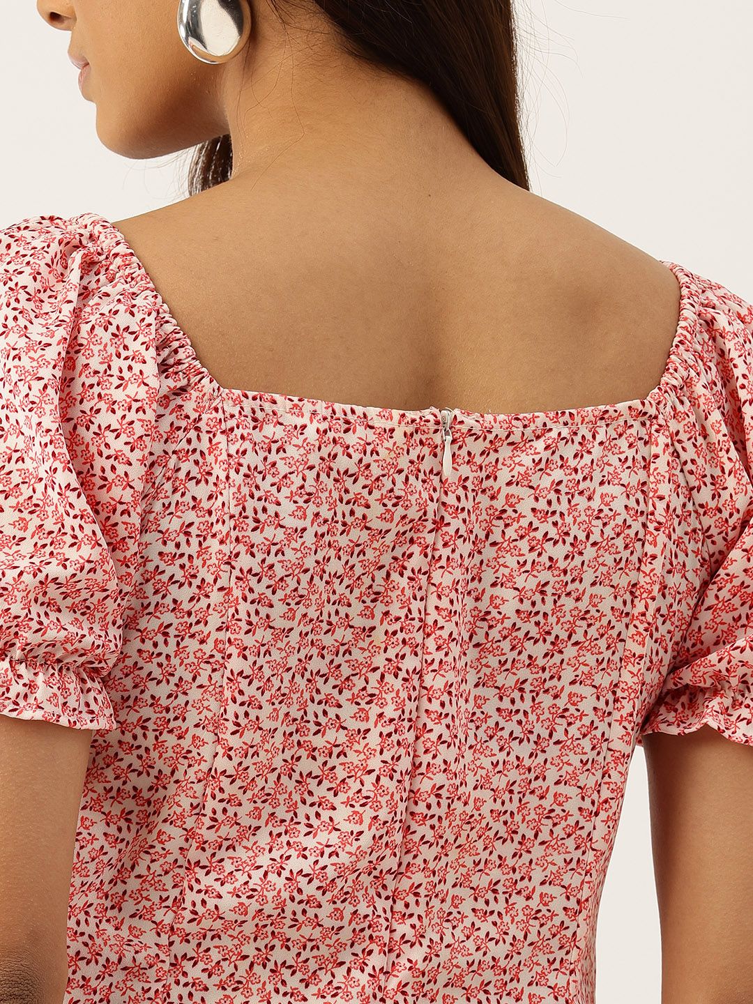 Berrylush Floral Print Crepe A-Line Dress