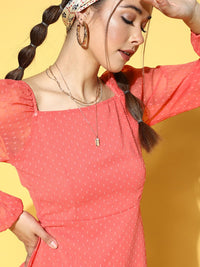 Berrylush Coral Pink A-Line Mini Dress