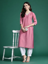 Indo Era Women Floral Embroidered Sequinned Pure Cotton Kurta
