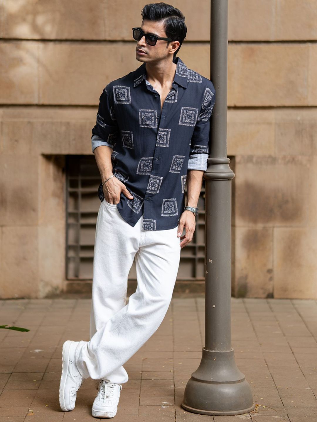 Powerlook Geometric Printed Long Sleeves Shirt