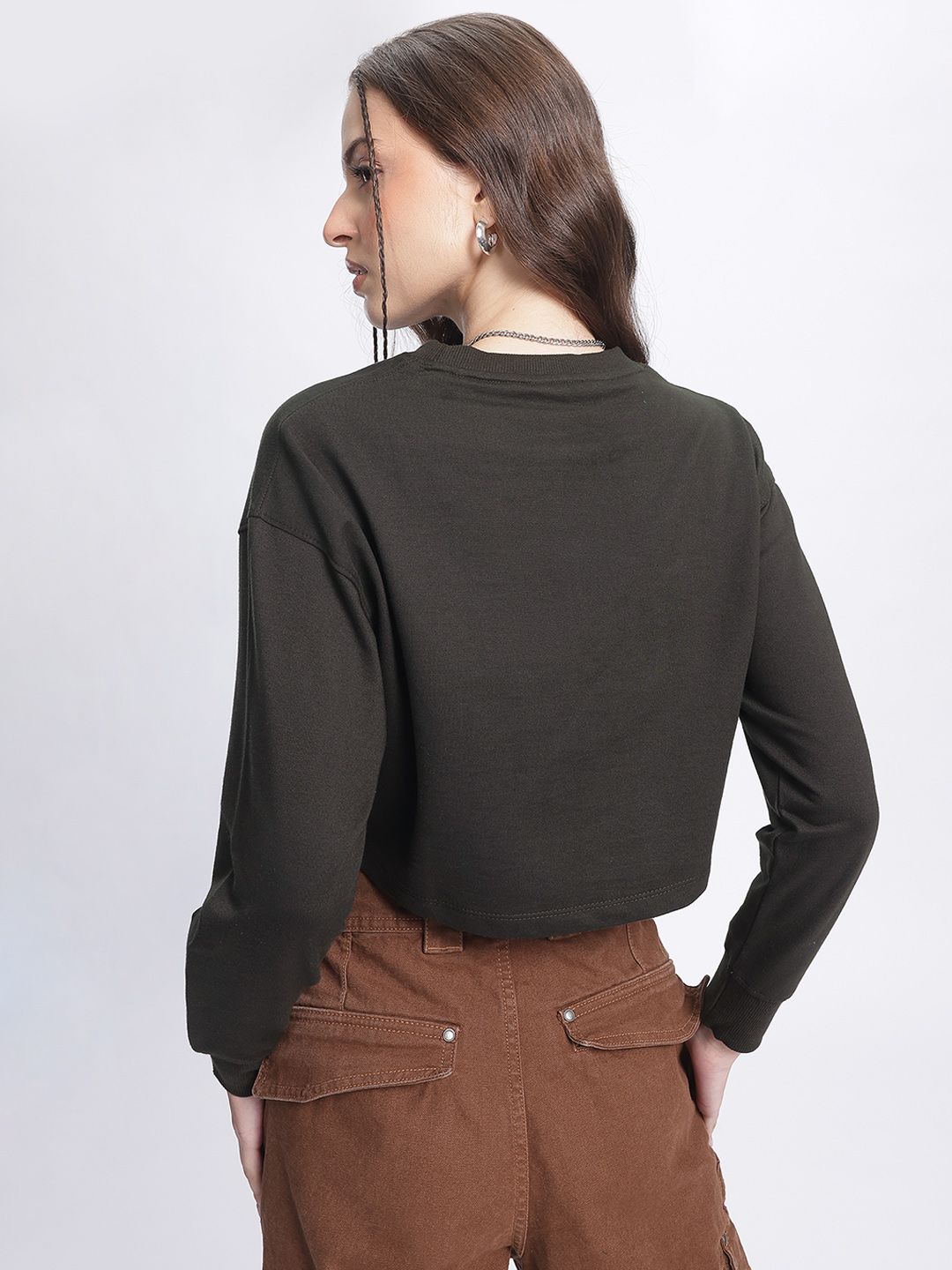 DressBerry Hustle Hard Printed Crop Sweatshirt