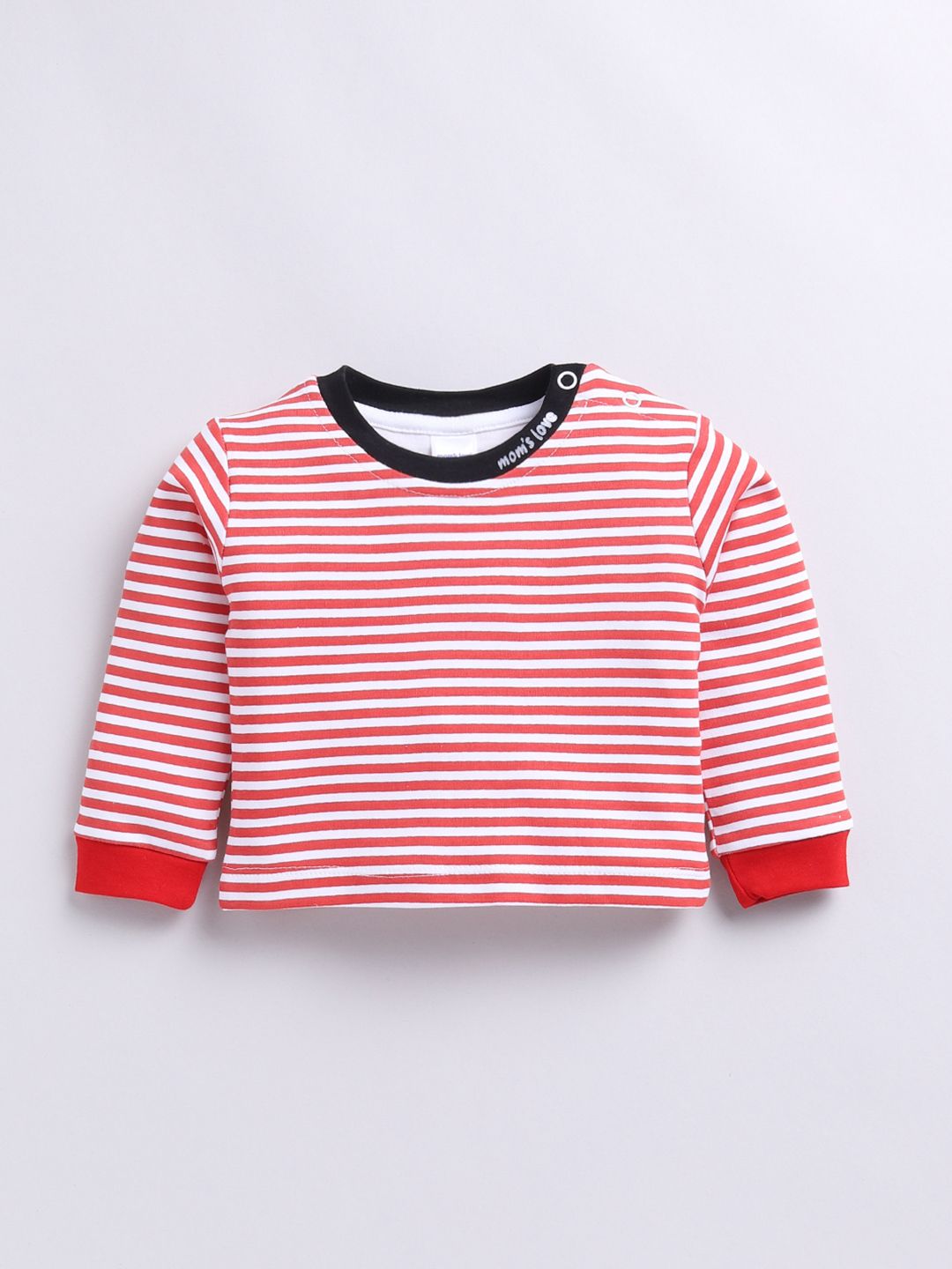 Moms Love Infant Boys Pure Cotton Dungaree With Striped T-shirt