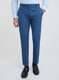 Park Avenue Men Blue Checked Slim Fit  Formal Trouser