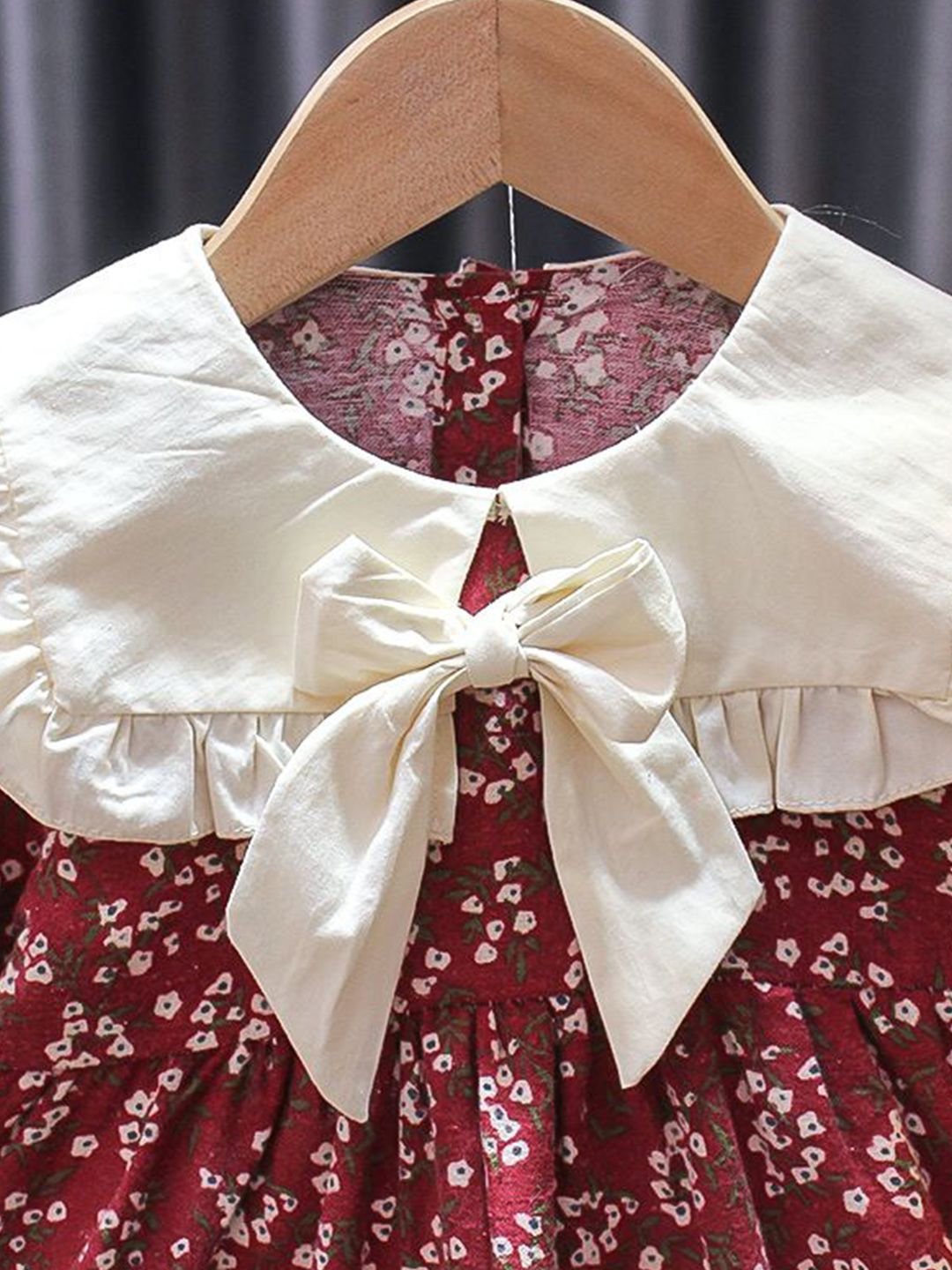 YK Girls Printed Puff Sleeves Cotton A-Line Dress