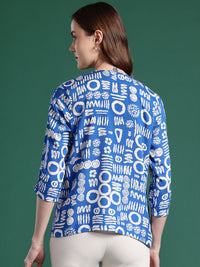 DressBerry Printed Ruched Sleeve Top