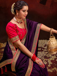 Saree mall Embellished Beads and Stones Silk Blend Sarees