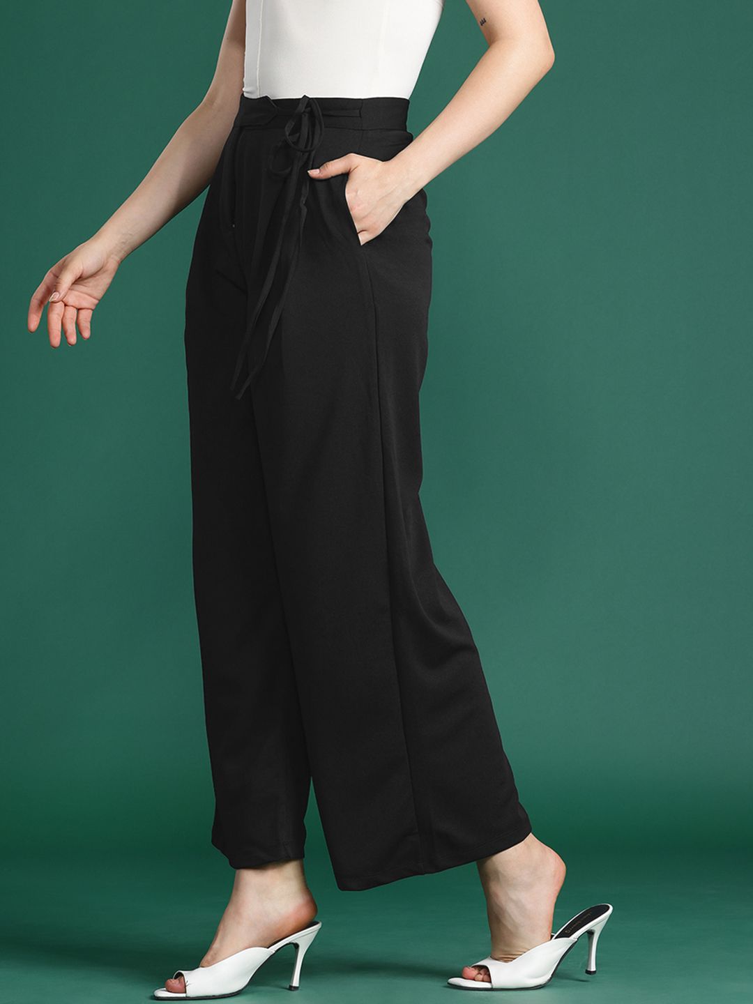 DressBerry Women High-Rise Pleated Trousers