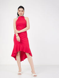 SASSAFRAS Halter Neck A-Line Midi Dress