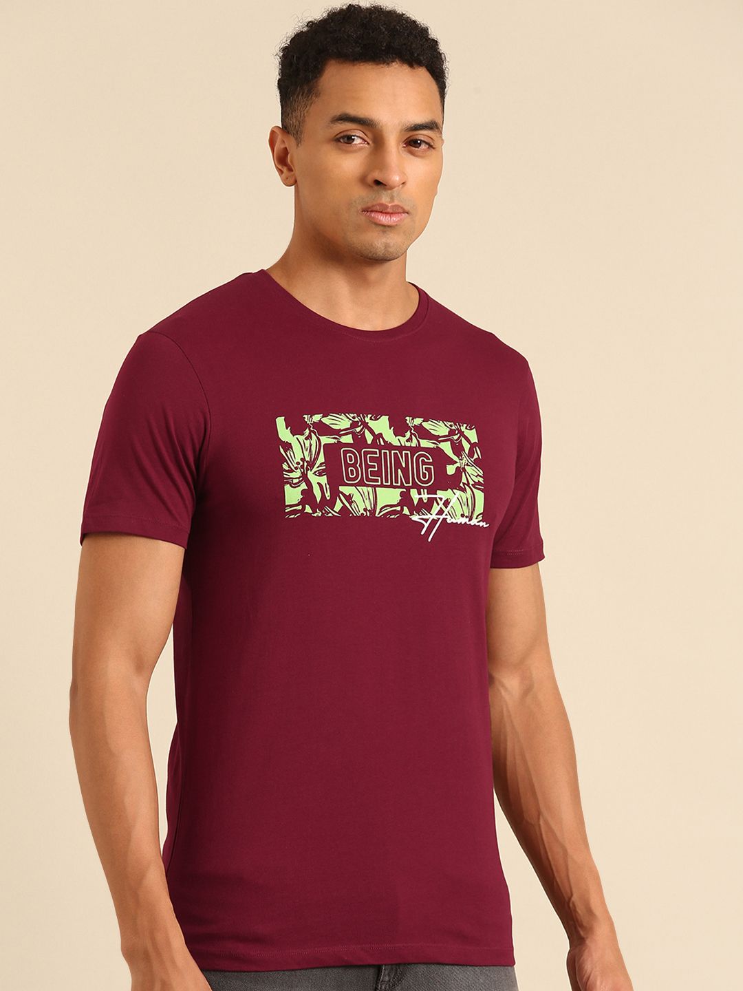 Being Human Typography Printed Pure Cotton T-shirt