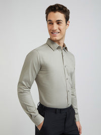 Raymond Self Design Textured Slim Fit Pure Cotton Formal Shirt