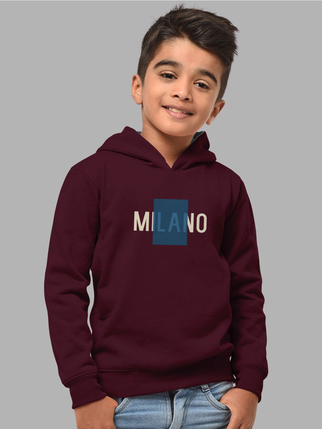 HELLCAT Boys Set Of 2 Blue & Burgundy Colourblocked Hooded Sweatshirt