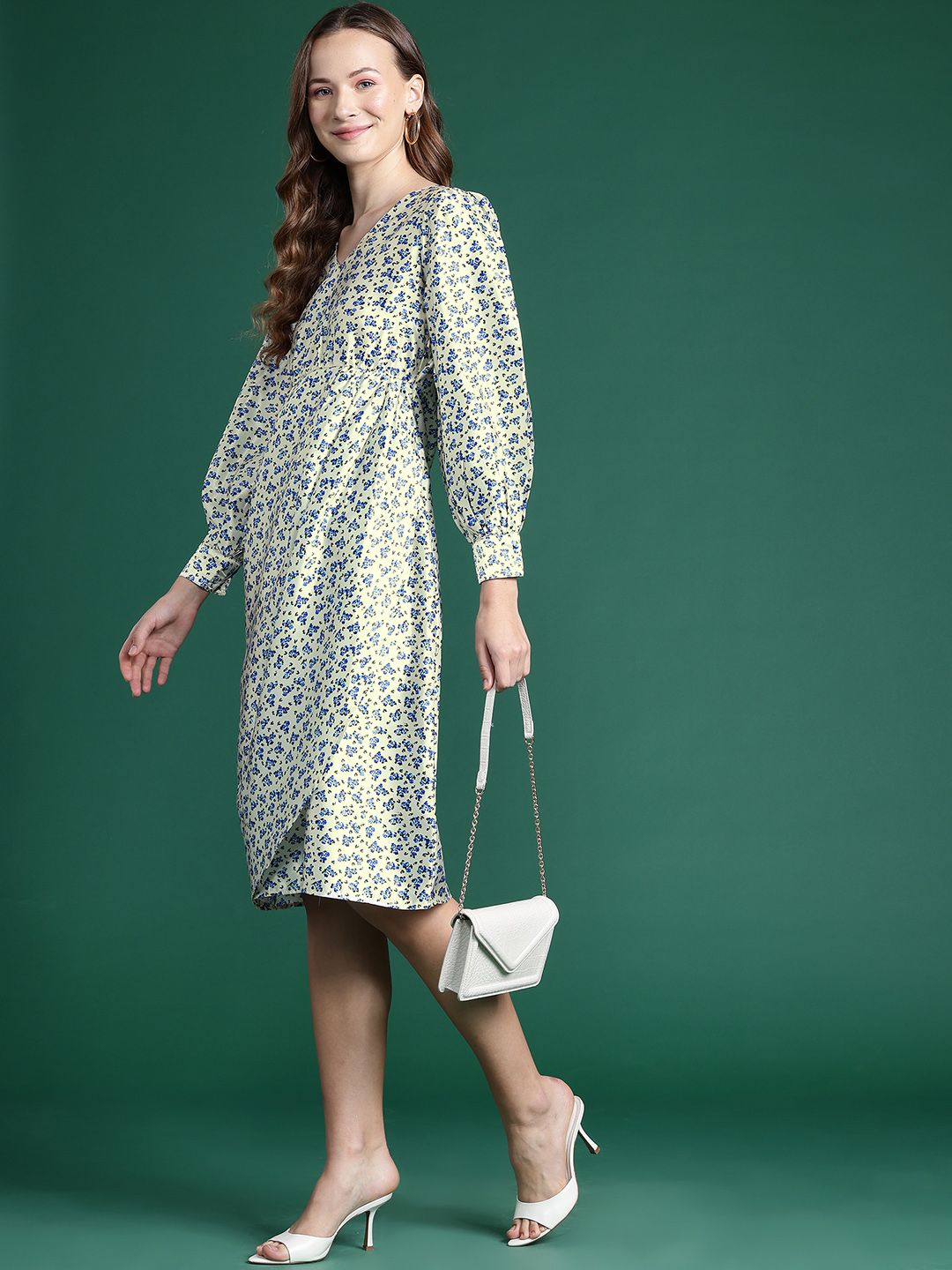 DressBerry Floral Print Satin Wrap Dress