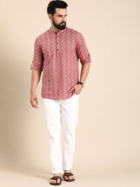 Anouk Men Geometric Printed Cotton Short Kurta