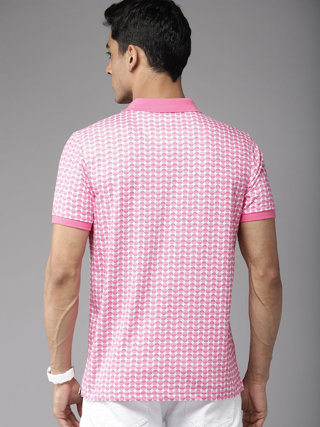 Park Avenue Men Geometric Print Polo Collar Slim Fit T-shirt