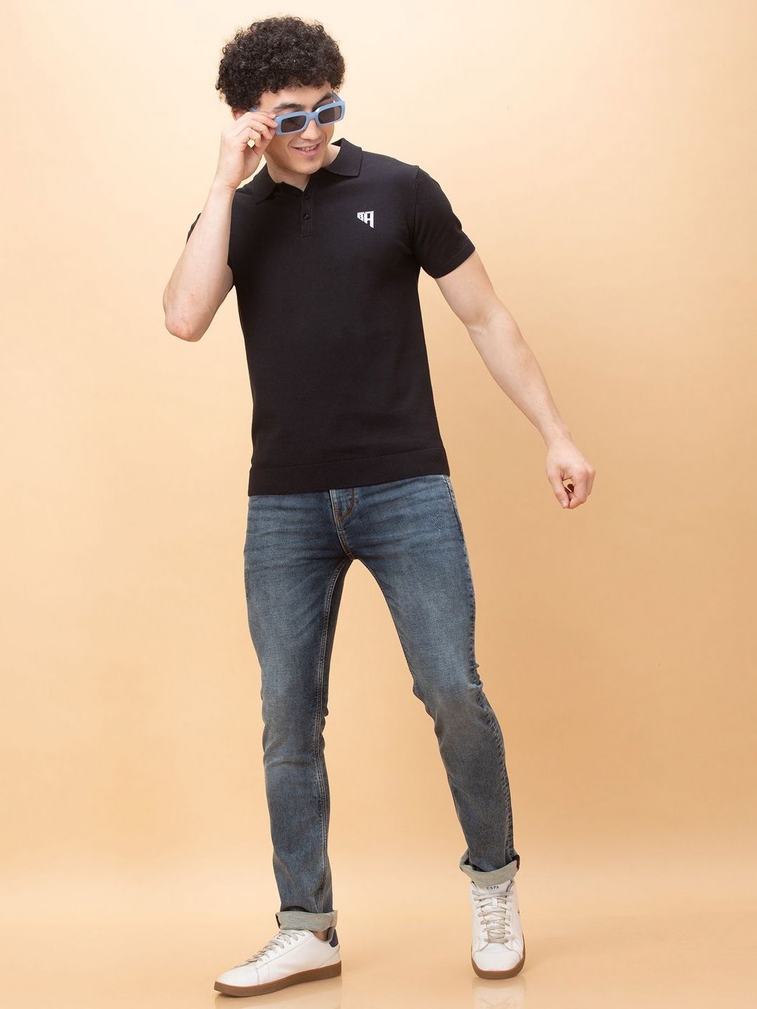 Being Human Men Polo Collar Applique T-shirt