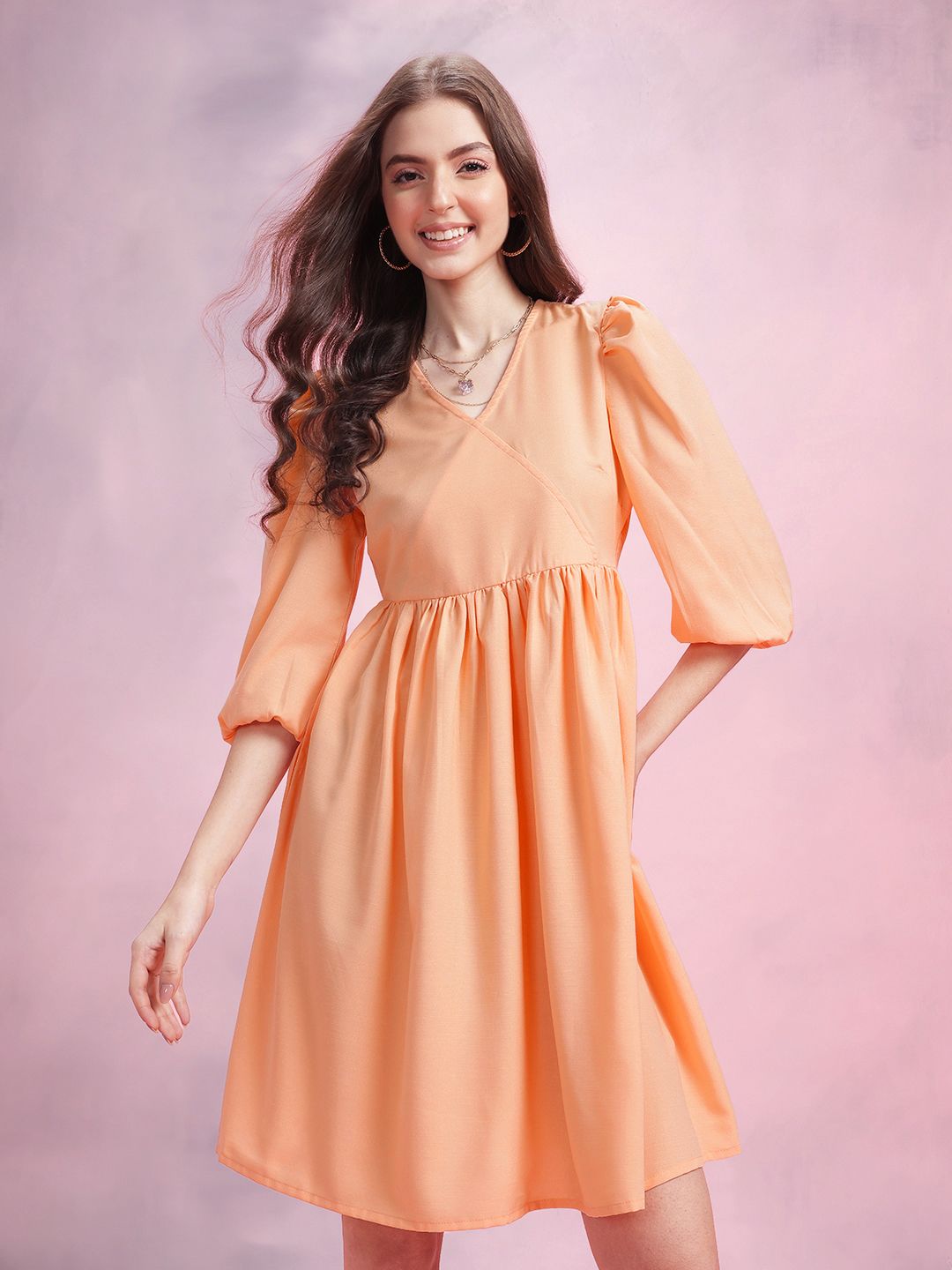 DressBerry Puff Sleeve A-Line Dress