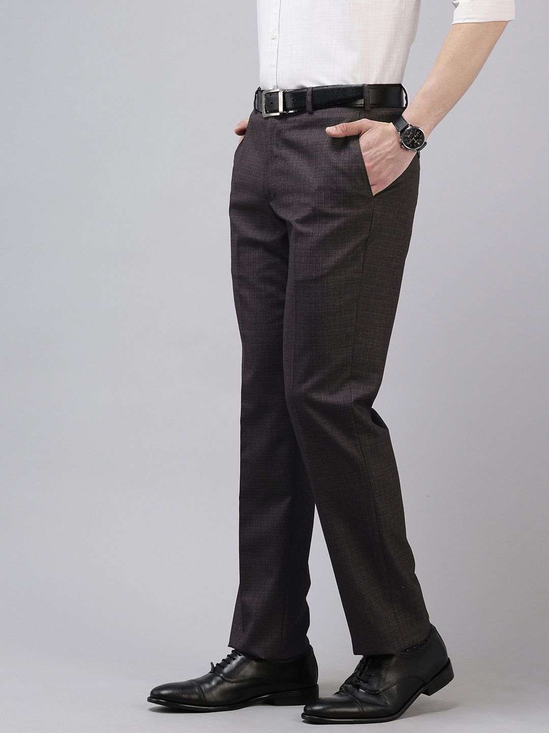 Park Avenue Men Checked Formal Trousers