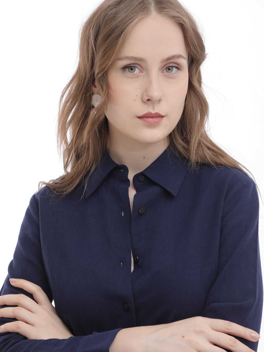 RAREISM Shirt Collar A-Line Midi Dress