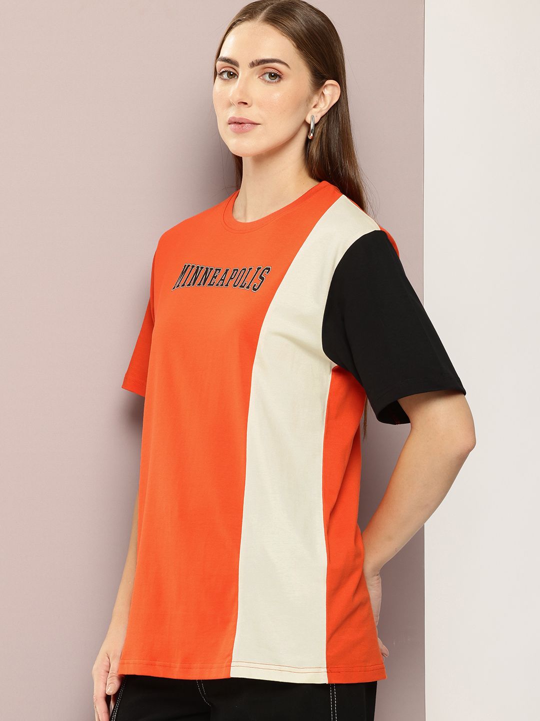 DILLINGER Women Typography Printed Oversized T-shirt