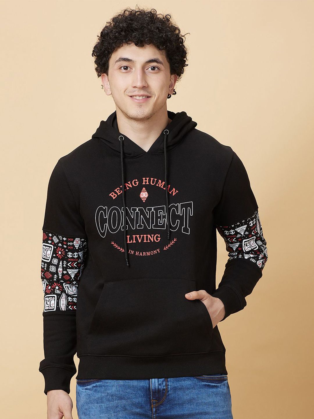Being Human Printed Hooded Sweatshirt