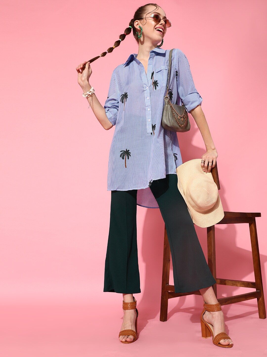 STREET 9 Women Blue Graphic Shirt