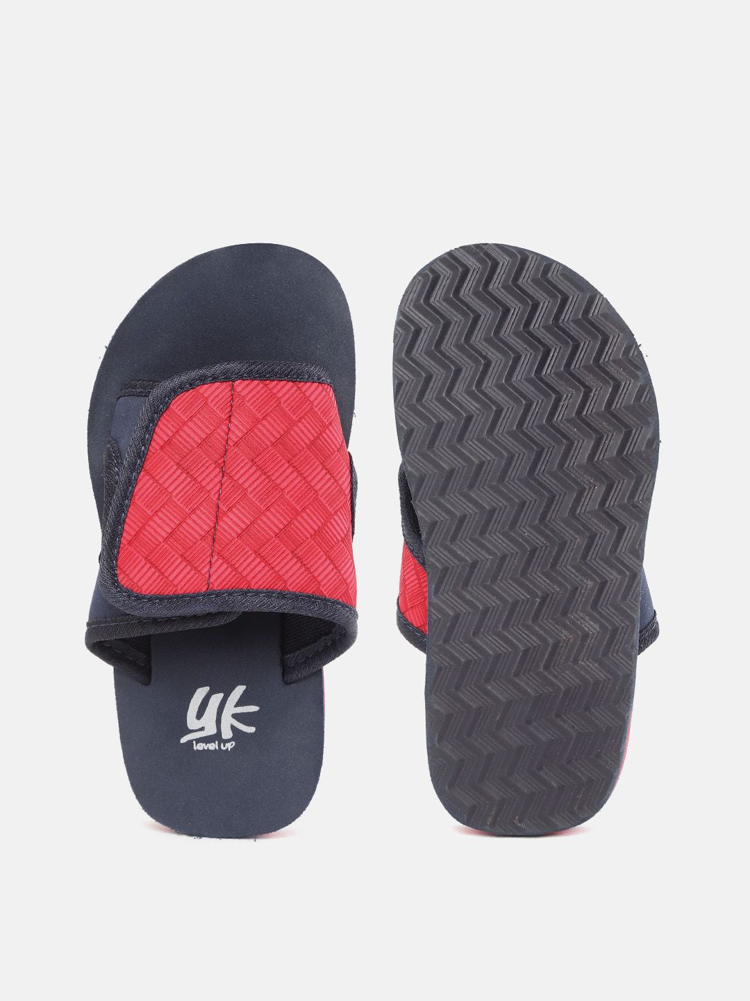 YK Kids Red & Navy Blue Self-Design Velcro Sliders