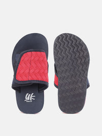 YK Kids Red & Navy Blue Self-Design Velcro Sliders