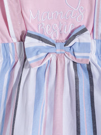 Moms Love Infant Girls Print Bow Detail Pleated Fit & Flare Dress