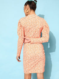 STREET 9 Women Attractive Peach Floral Dress