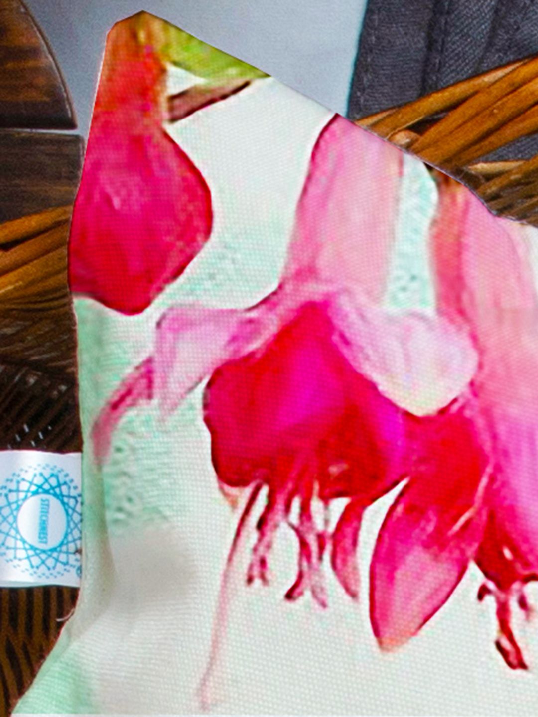 STITCHNEST Green & Pink Set of 5 Floral Square Cushion Covers