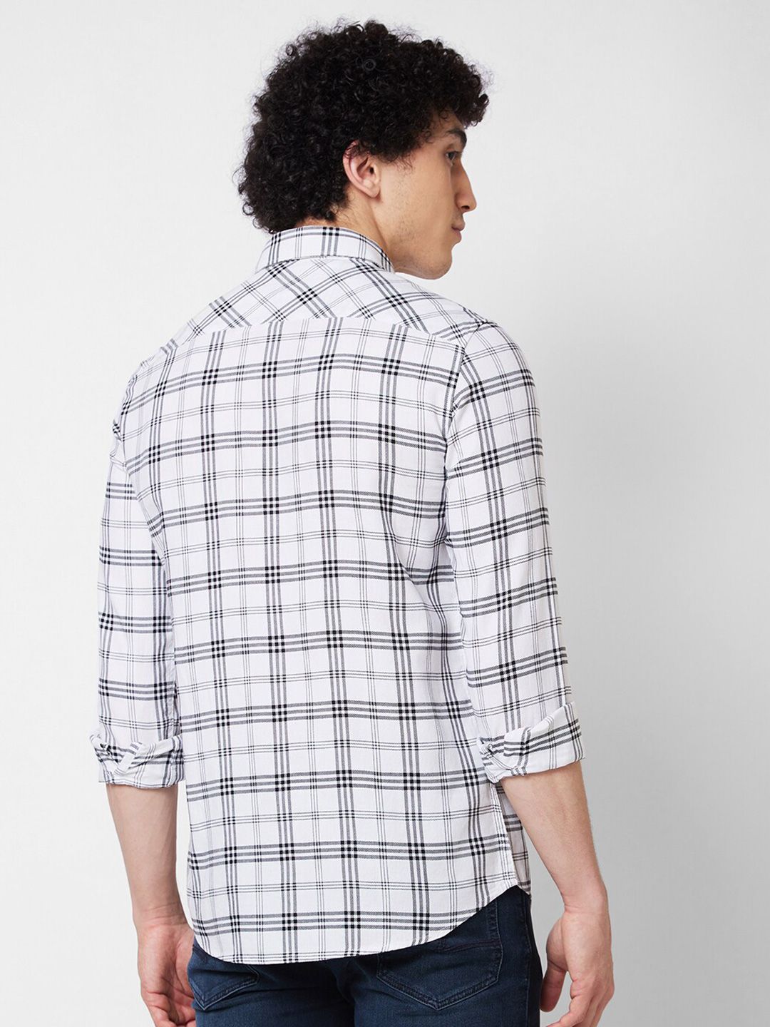 SPYKAR Tartan Checked Spread Collar Cotton Casual Shirt