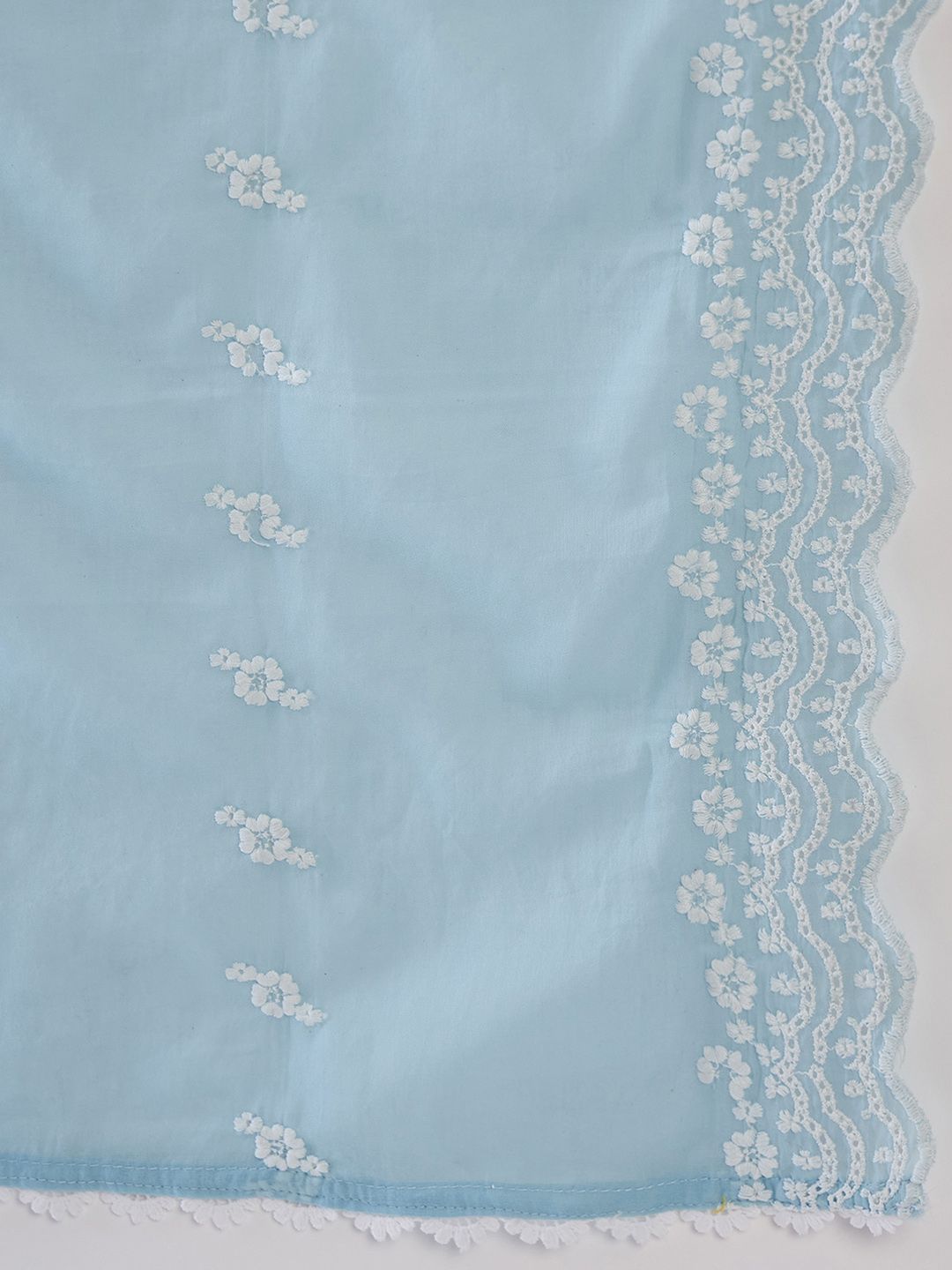 Indo Era Floral Embroidered Regular Thread Work Pure Cotton Kurta with Trousers & Dupatta