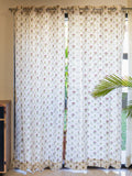 URBAN SPACE Off White & Red 2-Pieces Ethnic Motifs Printed Cotton Window Curtains