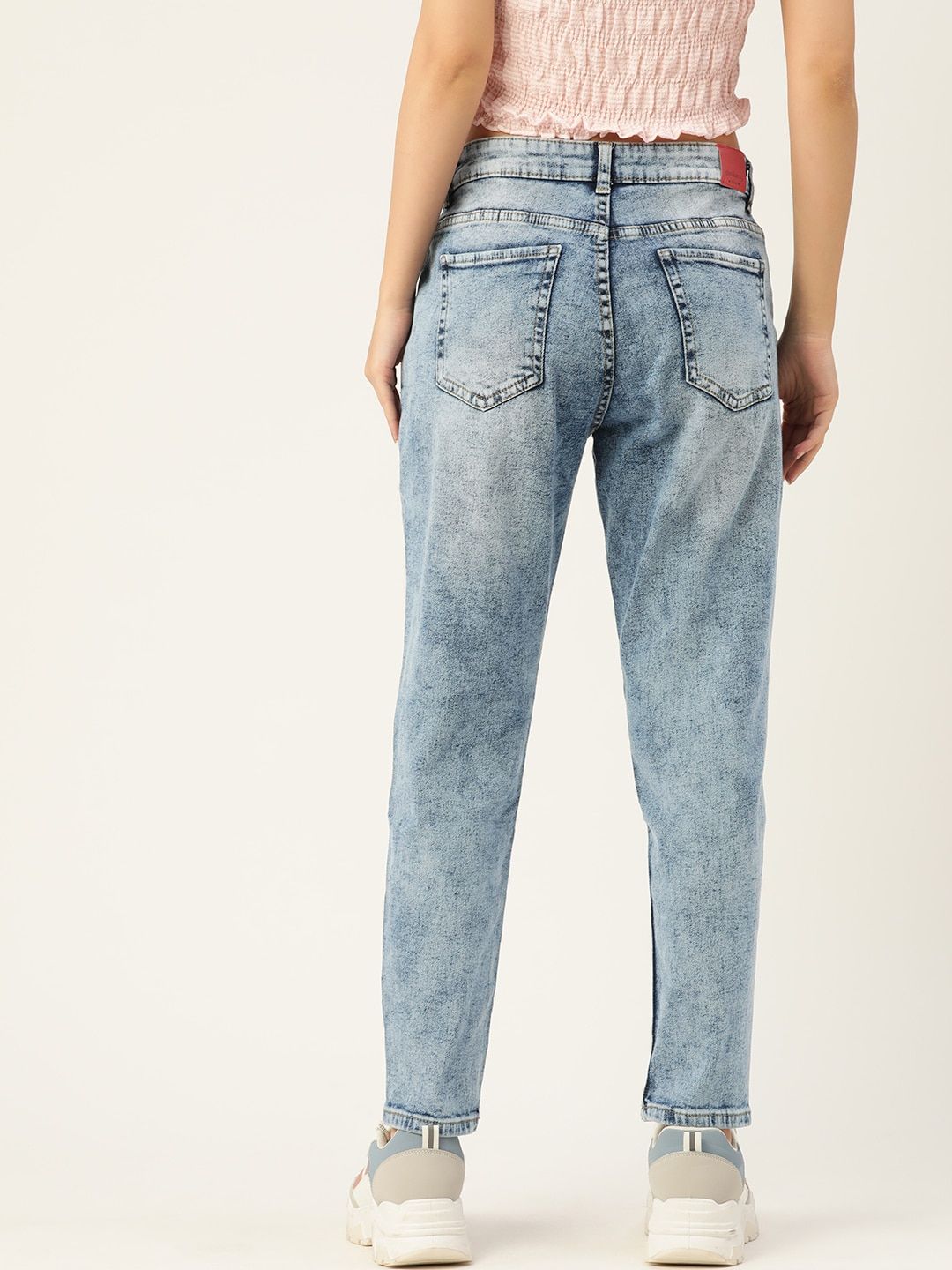 DressBerry Women Blue Heavy Fade Mom Fit Jeans