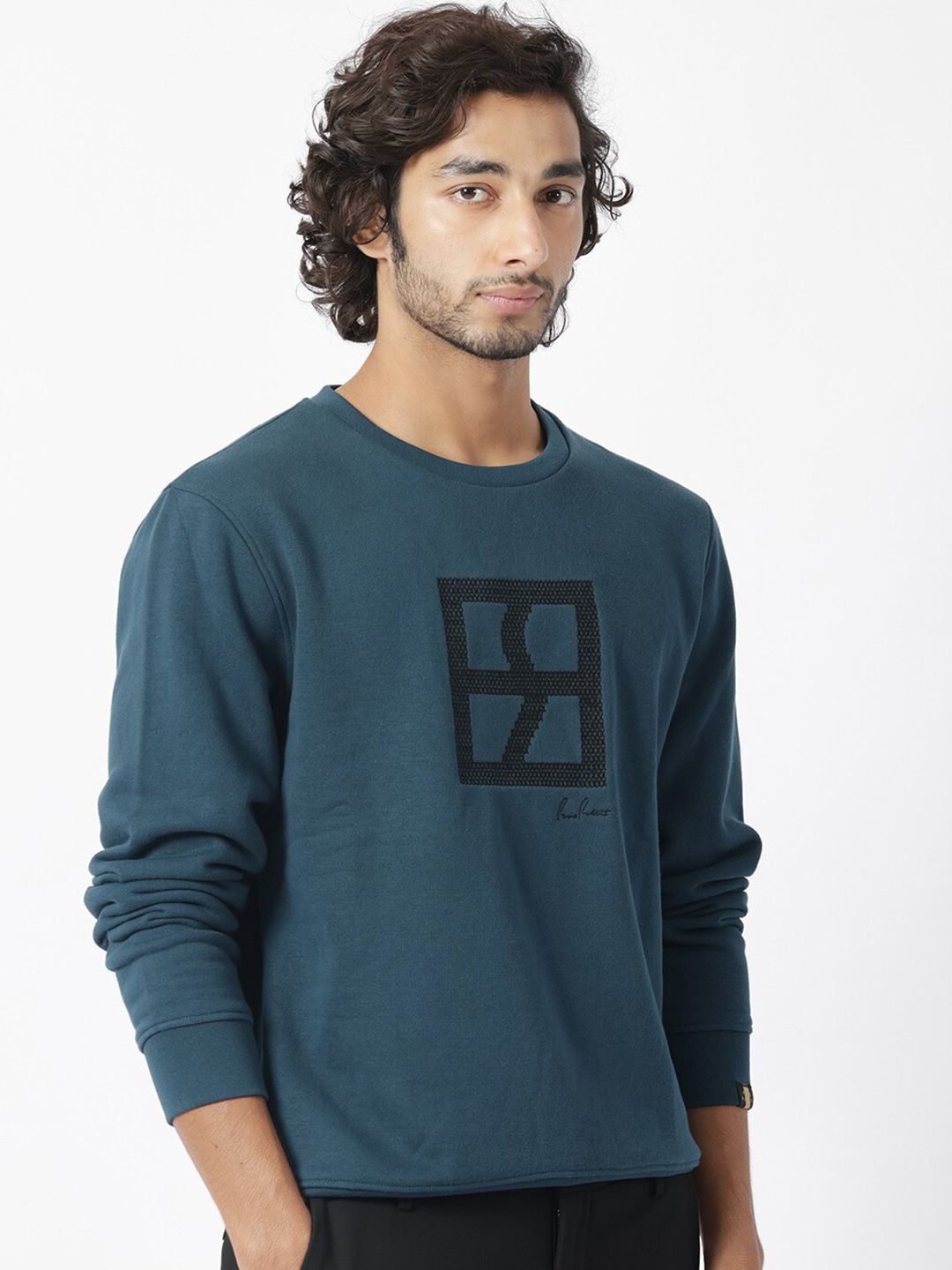 RARE RABBIT Men Arnold Graphic Print Logo Sweatshirt