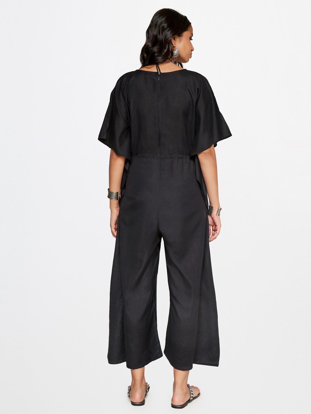 Global Desi V-Neck Waist Tie-Ups Basic Jumpsuit