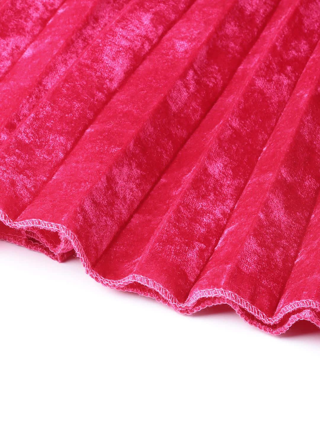 SASSAFRAS Fuchsia Pink Accordion Pleated Velvet Finish Flared Skirt