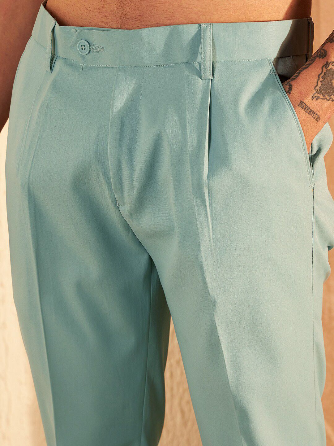 DENNISON Men Smart Tapered Fit Easy Wash Trousers