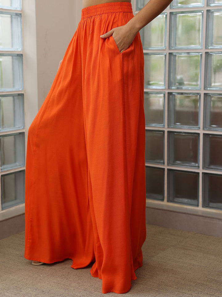 Libas V Neck Regular Sequinned Straight Kurti with Palazzos & Dupatta