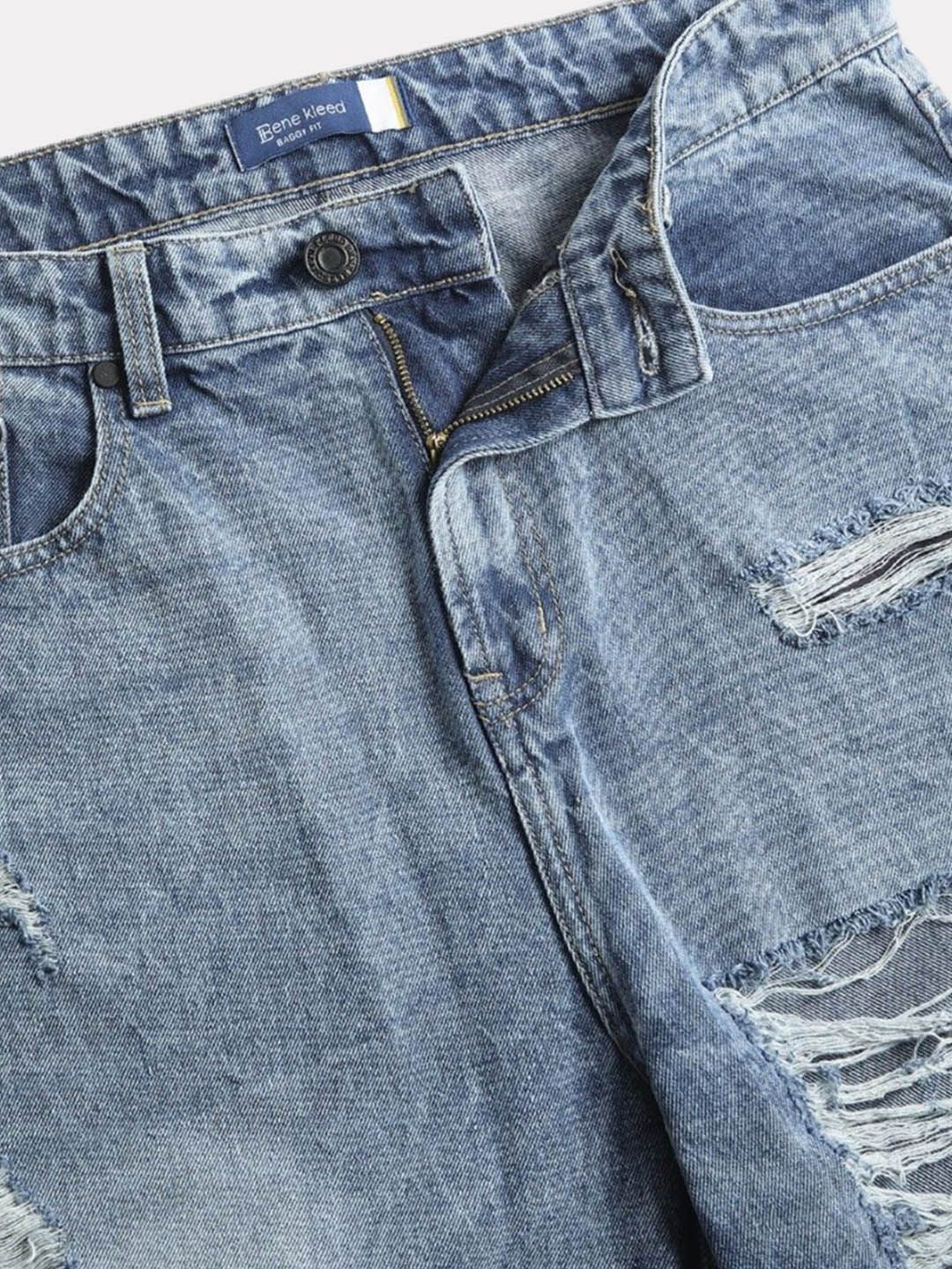 Bene Kleed Men Highly Distressed Heavy Fade Baggy Jeans